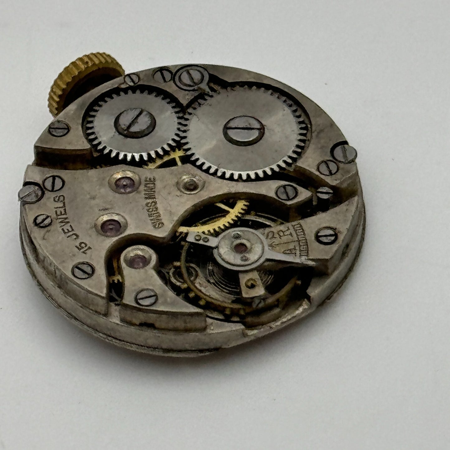 23.6mm Unidentified 15 Jewels Manual Wind Watch Movement Swiss Vintage PARTS