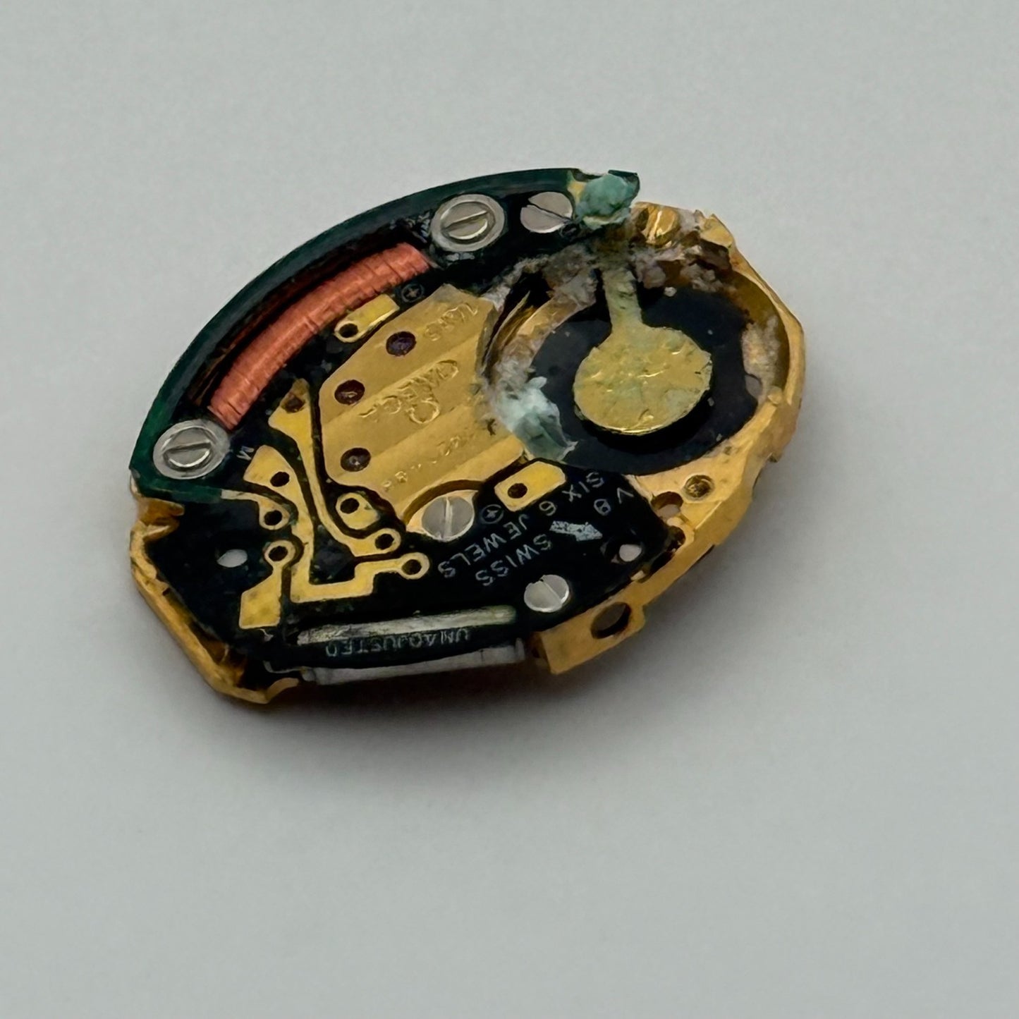 Omega 1455 Quartz Watch Movement Incomplete Swiss Ladies Vintage Parts Repair