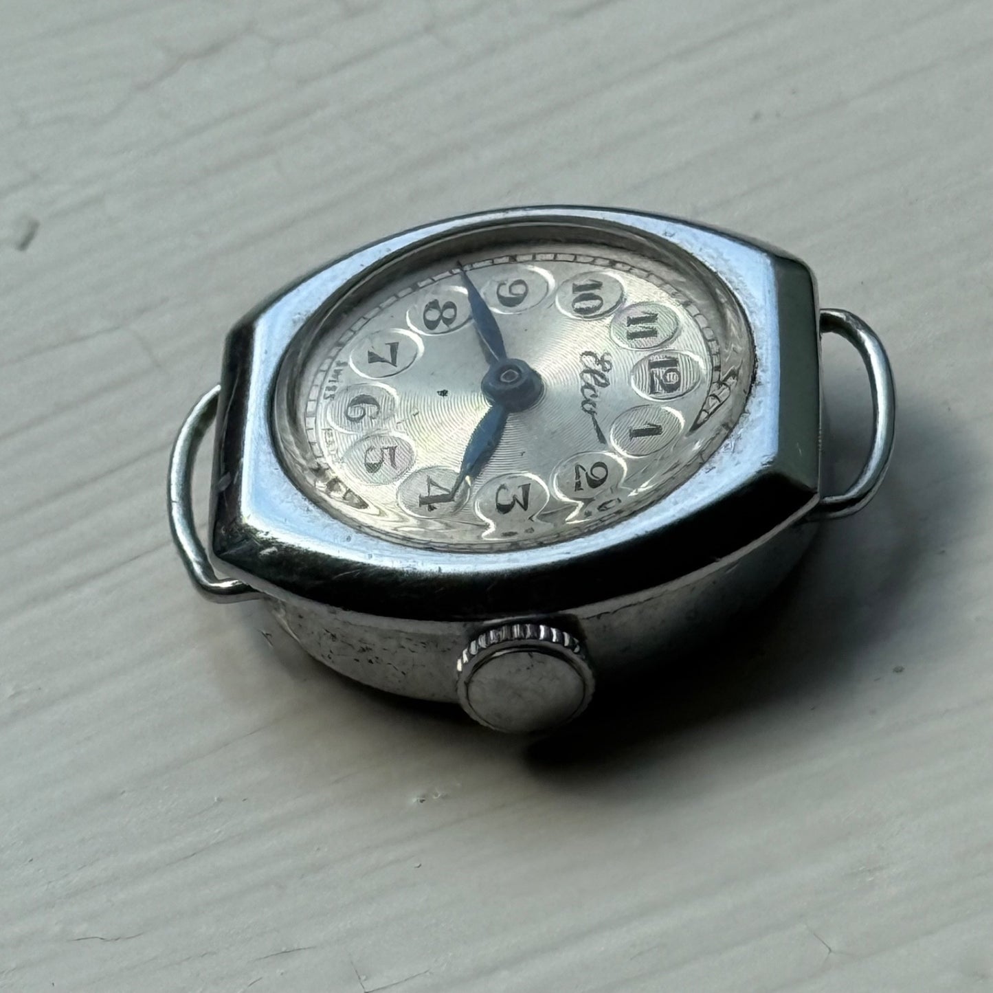 22mm Vintage Elco Bullseye Silver Ring Dial Manual Wind Watch PARTS / REPAIR