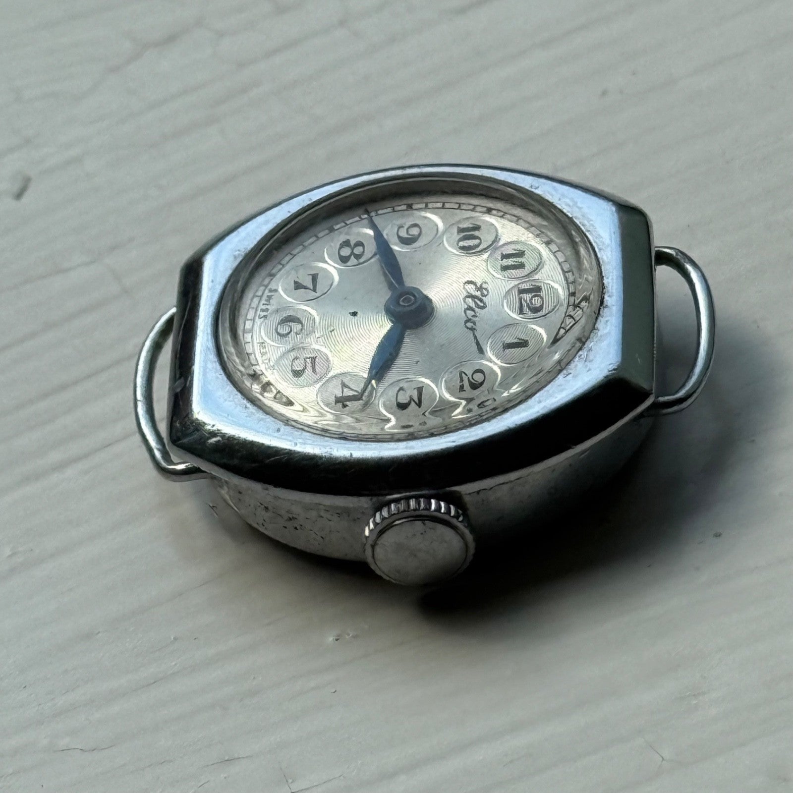 22mm Vintage Elco Bullseye Silver Ring Dial Manual Wind Watch PARTS / REPAIR