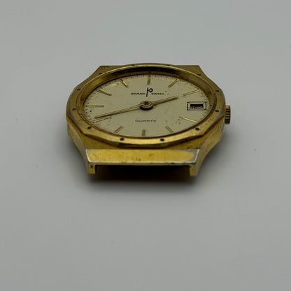 EB 870.111 Grand Swiss Quartz Watch Gold Tone Date 33mm UNTESTED PARTS REPAIR