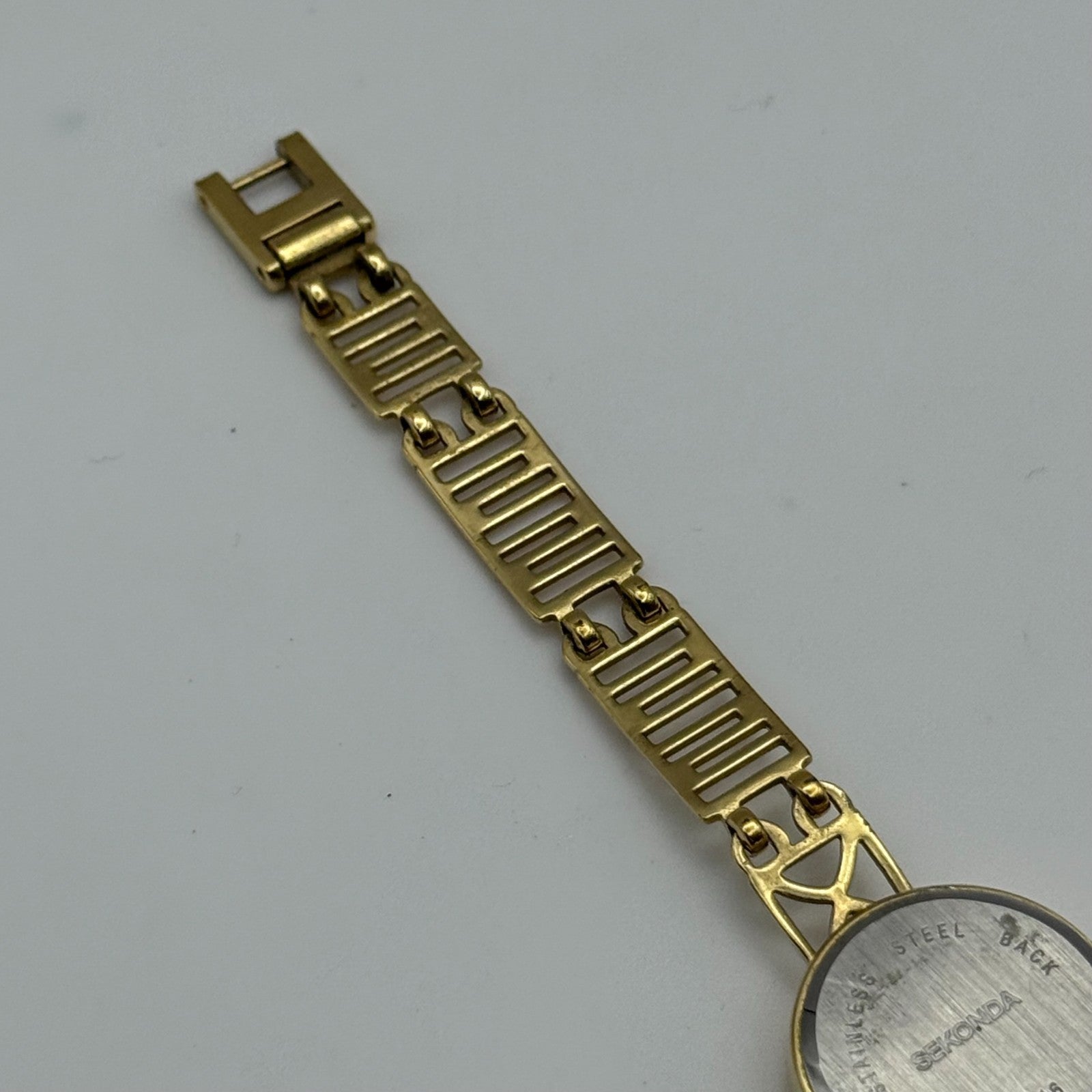 22mm Working Ladies Sekonda Gold Tone Panel Bracelet Quartz Watch 6 Inches