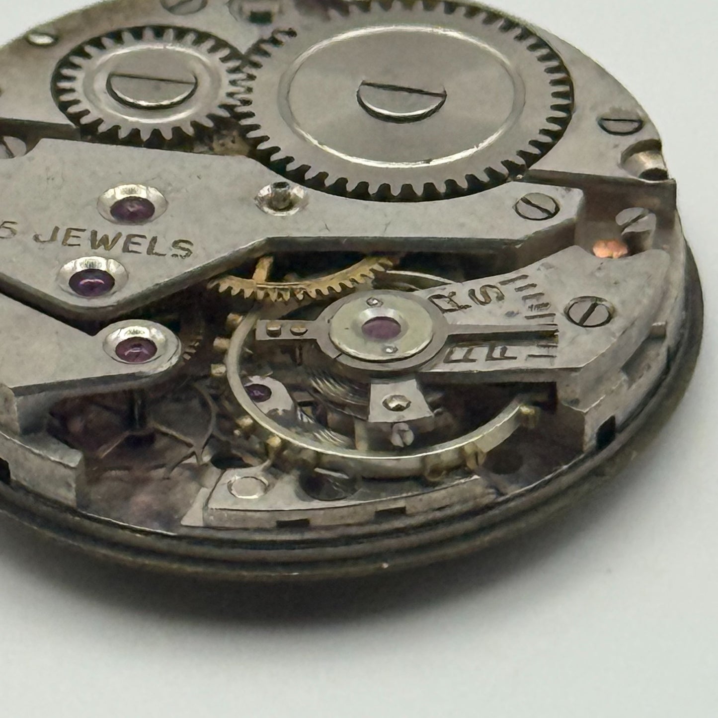 John Elkan Ltd London Watch Movement Manual Wind Vintage 15 Jewels Parts 24.4mm