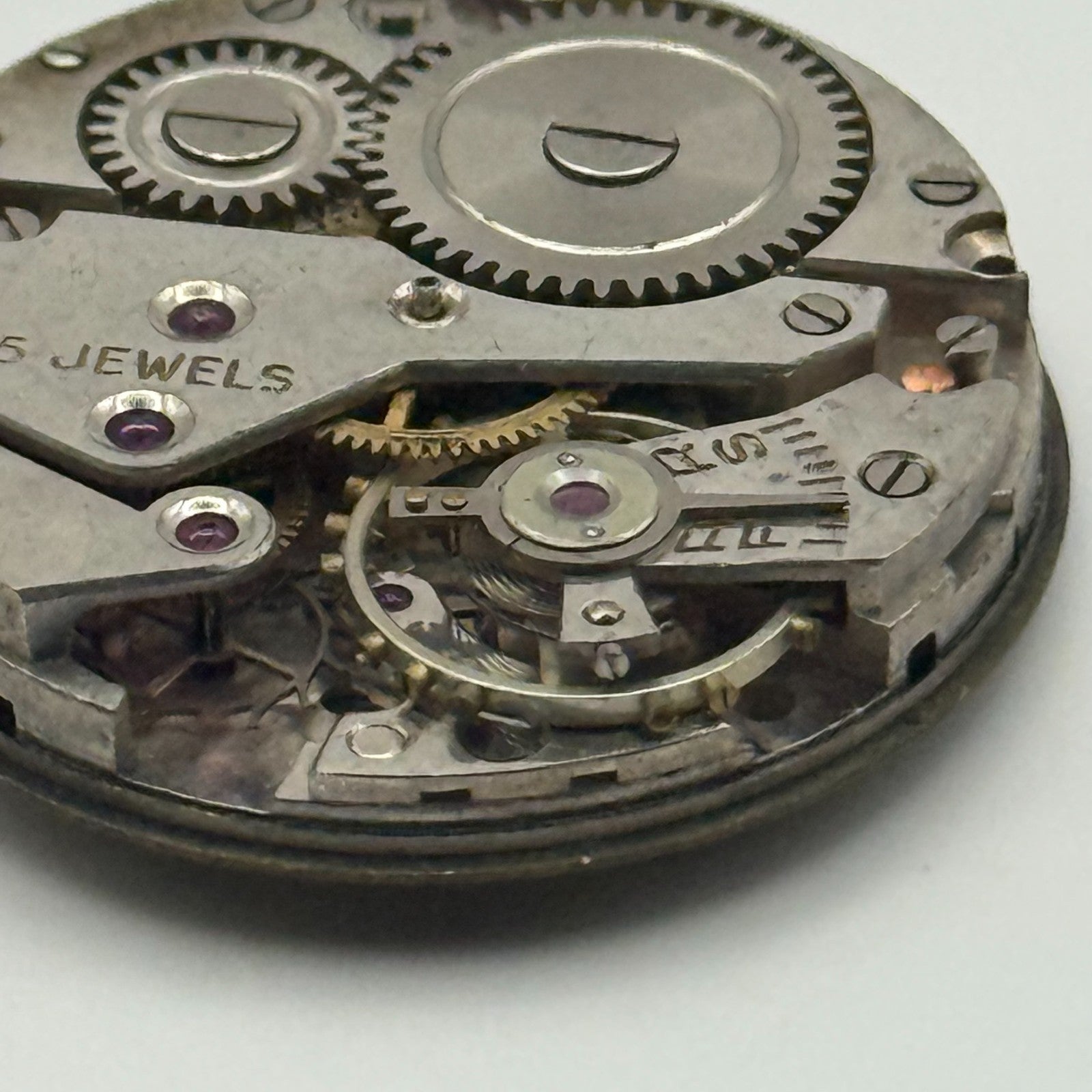 John Elkan Ltd London Watch Movement Manual Wind Vintage 15 Jewels Parts 24.4mm