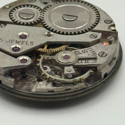 John Elkan Ltd London Watch Movement Manual Wind Vintage 15 Jewels Parts 24.4mm