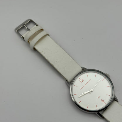 French Connection Ladies Quartz Watch White Strap Working 39mm New Battery