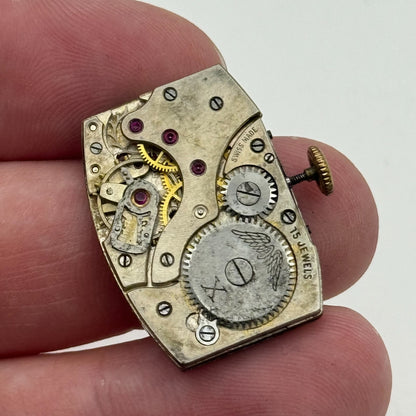 19.2mm Rotary Peseux Tank Watch Movement 15 Jewels Manual Wind 1930s Swiss PARTS