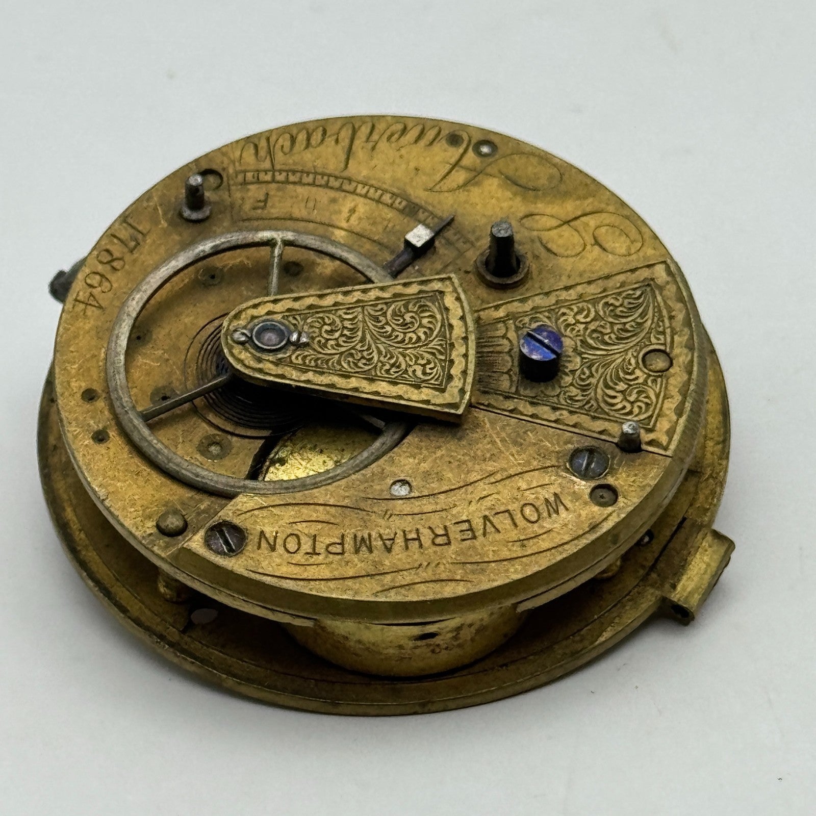Fusee Pocket Watch Movement Antique English Wolverhampton Parts Repair 44.8mm