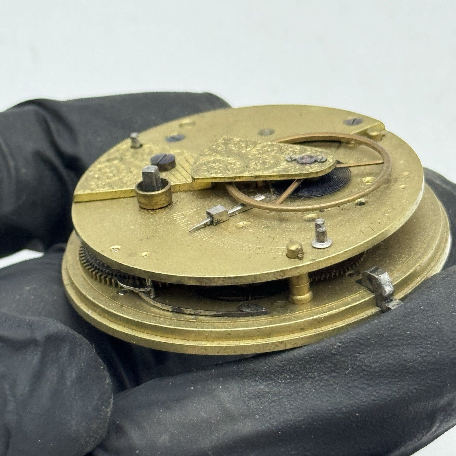48.1mm Unidentified Fusee Chain Antique Pocket Watch Movement Parts Repair