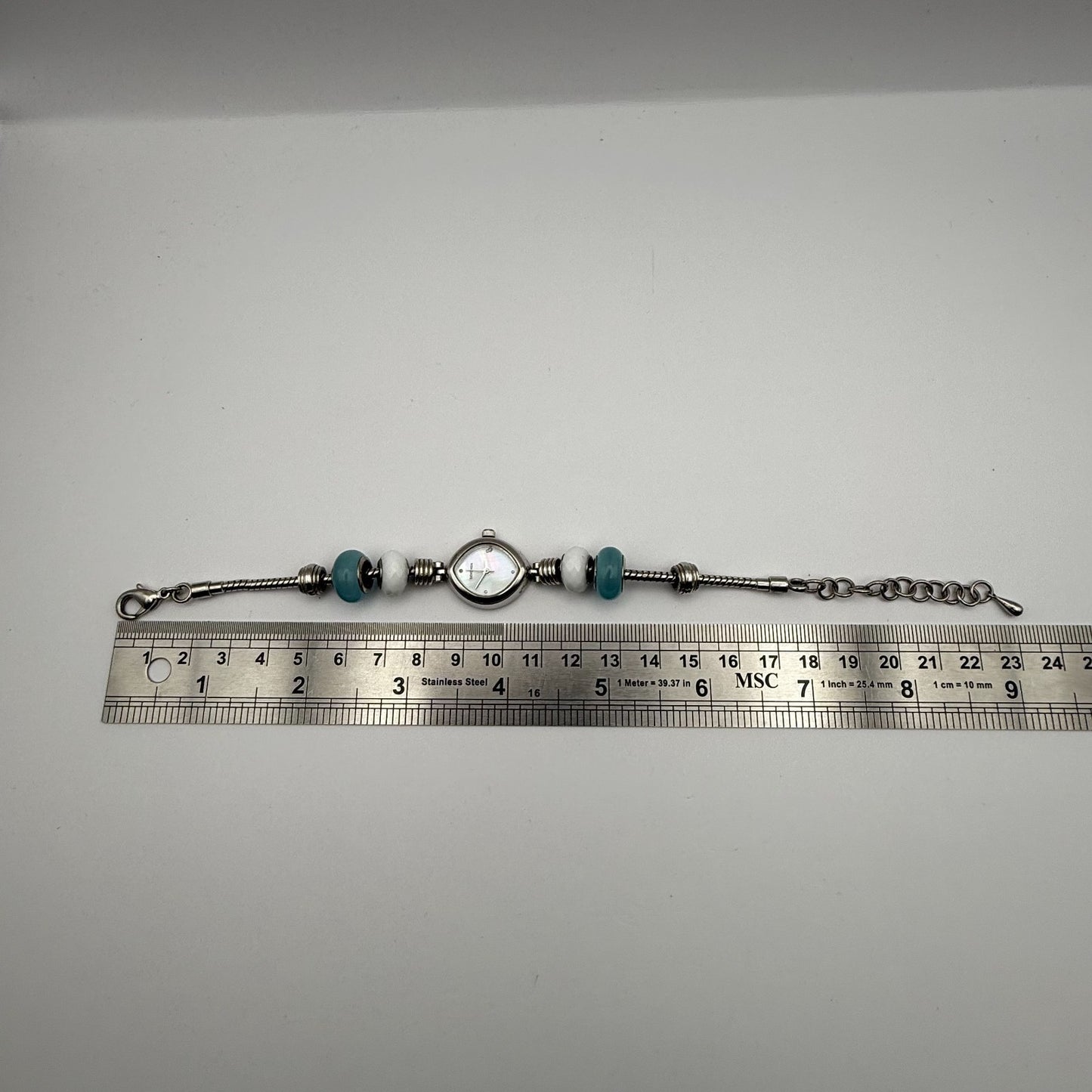 Sekonda Ladies Quartz Watch MOP Dial Beaded Design Bracelet Japan Working 20mm