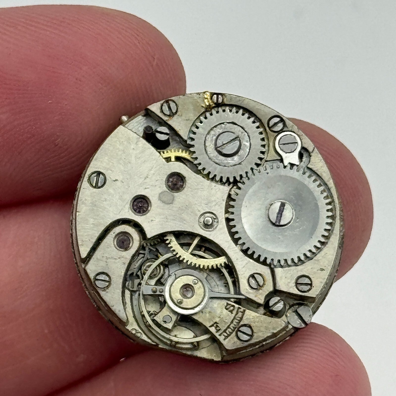 24.1mm Unidentified Manual Wind Trench Watch Movement Dial Hands Vintage PARTS