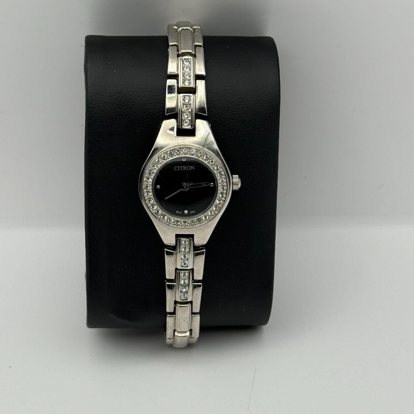Citron BLC202 Ladies Quartz Watch Black Dial Silver Tone Bracelet Working 21mm