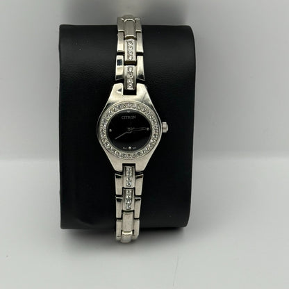 Citron BLC202 Ladies Quartz Watch Black Dial Silver Tone Bracelet Working 21mm