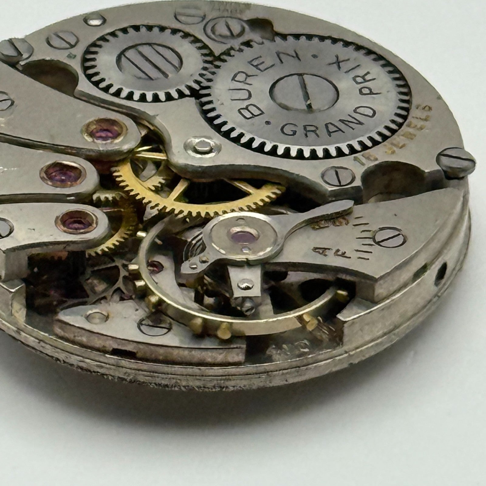 Buren 410 Grand Prix Watch Movement Manual Wind Vintage Parts Repair 23.6mm