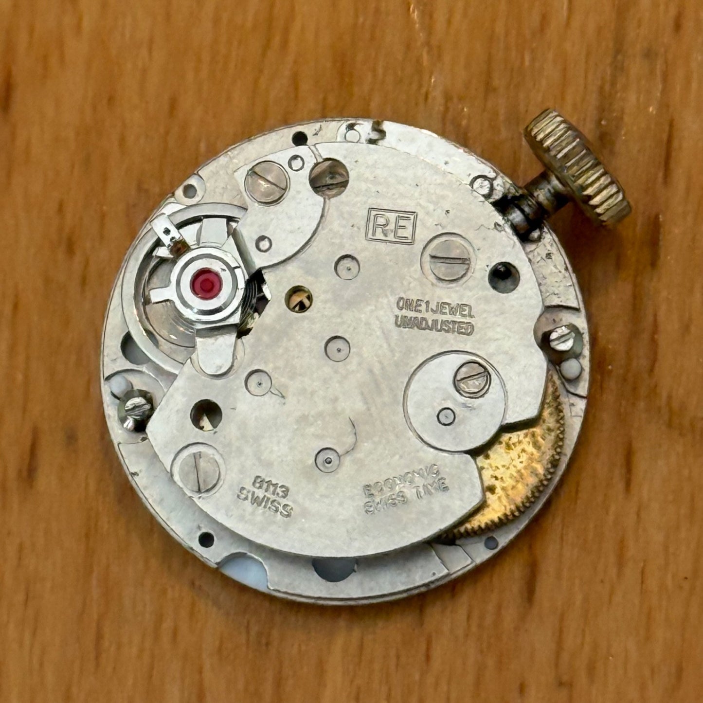 21mm Vintage Trutime Swiss Ronda RE 8133 Manual Wind Watch PARTS / REPAIR