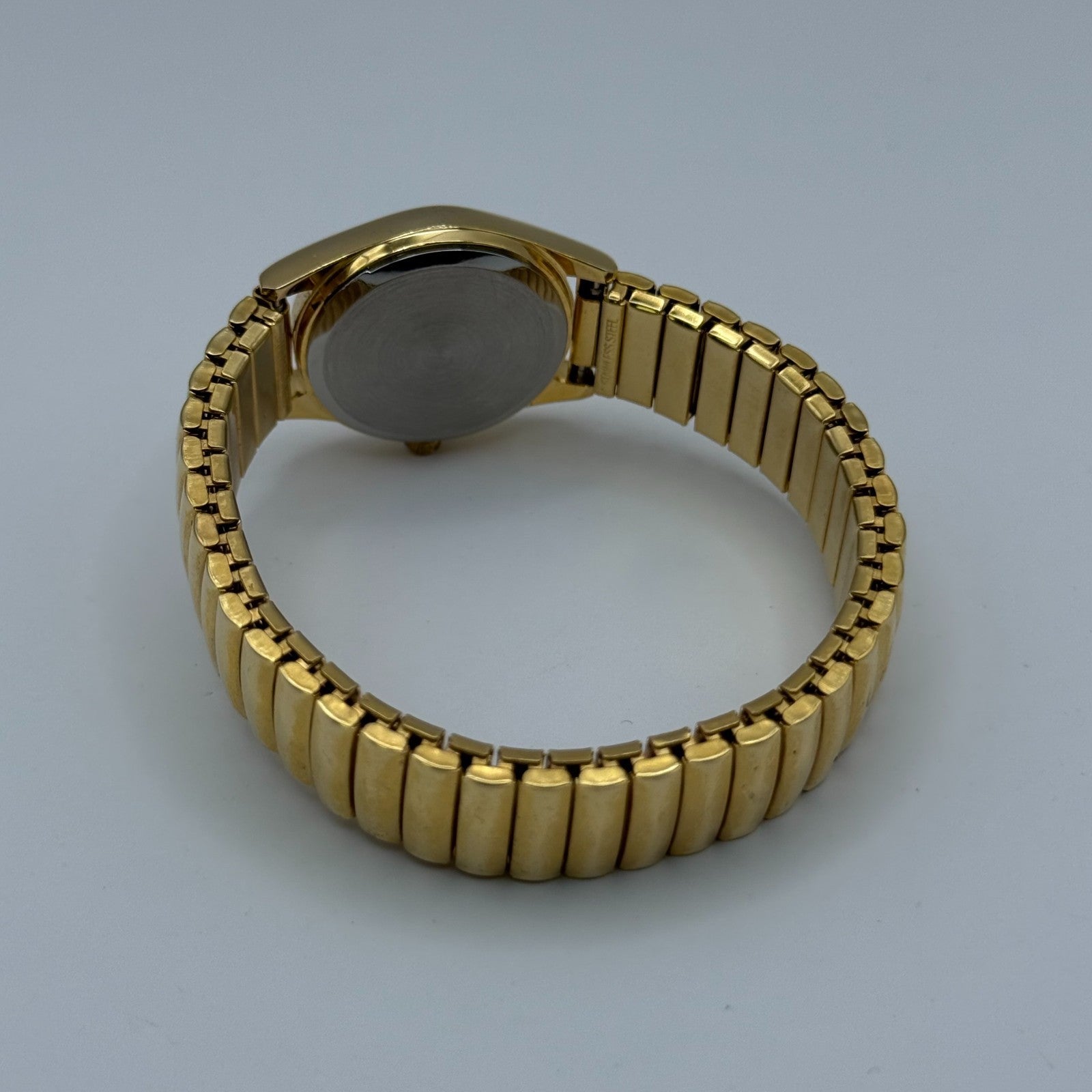 Hana Ladies Quartz Watch White Dial Gold Tone Expandable Band Steel Working 23mm