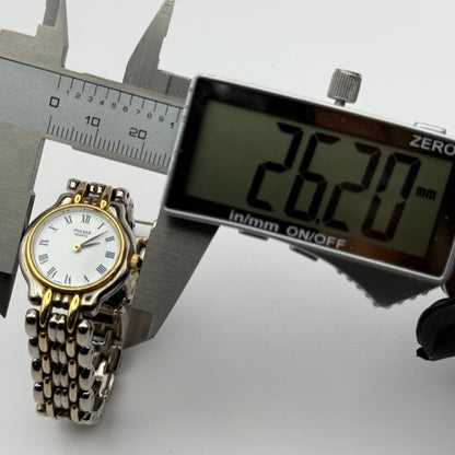 Pulsar Ladies Quartz Watch White Dial Two Tone Bracelet Japan Working 26mm