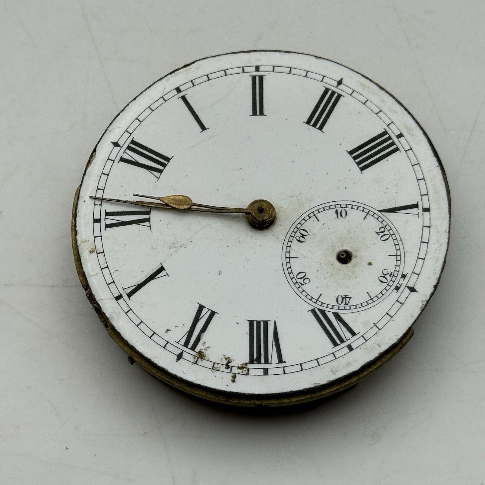 44.9mm Unidentified Pocket Watch Movement Roman Numerals Dial FOR PARTS