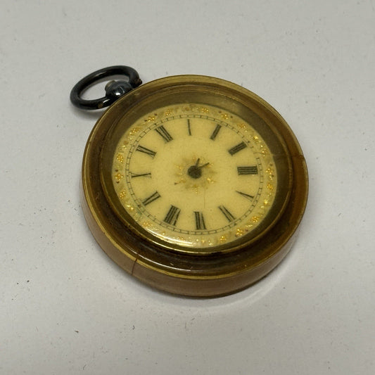 Antique Sterling Silver Patterned Dial Cylinder Pocket Watch & Outer Case PARTS