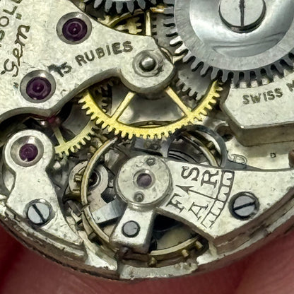 23.2mm Vintage Ingersoll Gem 15 Rubies Manual Wind Watch Movement PARTS REPAIR