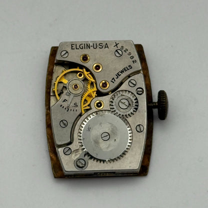 Running 1939 Vintage 15/0s Elgin 537 Model 1 American Watch Movement FOR PARTS