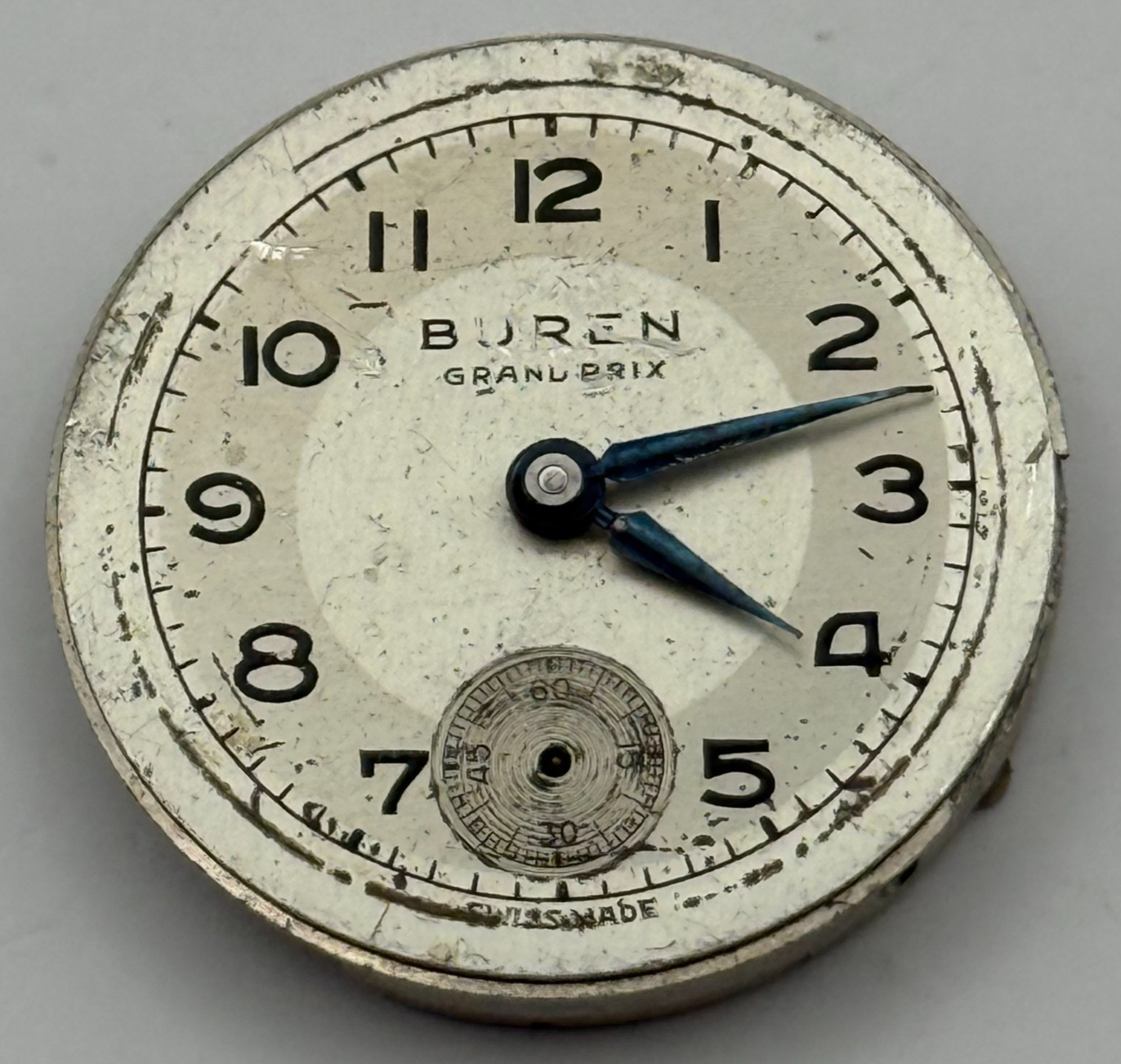 Buren 410 Grand Prix Watch Movement Manual Wind Vintage Parts Repair 23.6mm