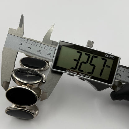 Next Ladies Quartz Watch Black Silver Tone Oval Bracelet Working 30mm 6 Inches