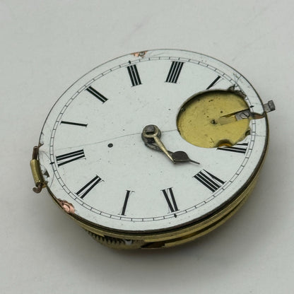 43.2mm Antique Key Wound Pocket Watch Movement PARTS REPAIR SPARES