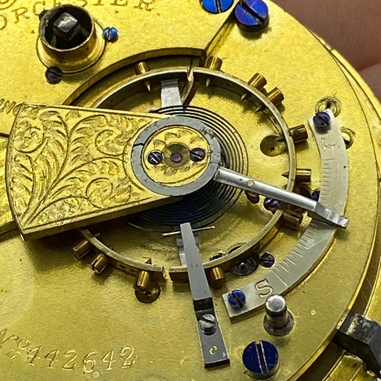 44.6mm Antique Kay Worcester Reversing Pinion Pocket Watch Movement PARTS