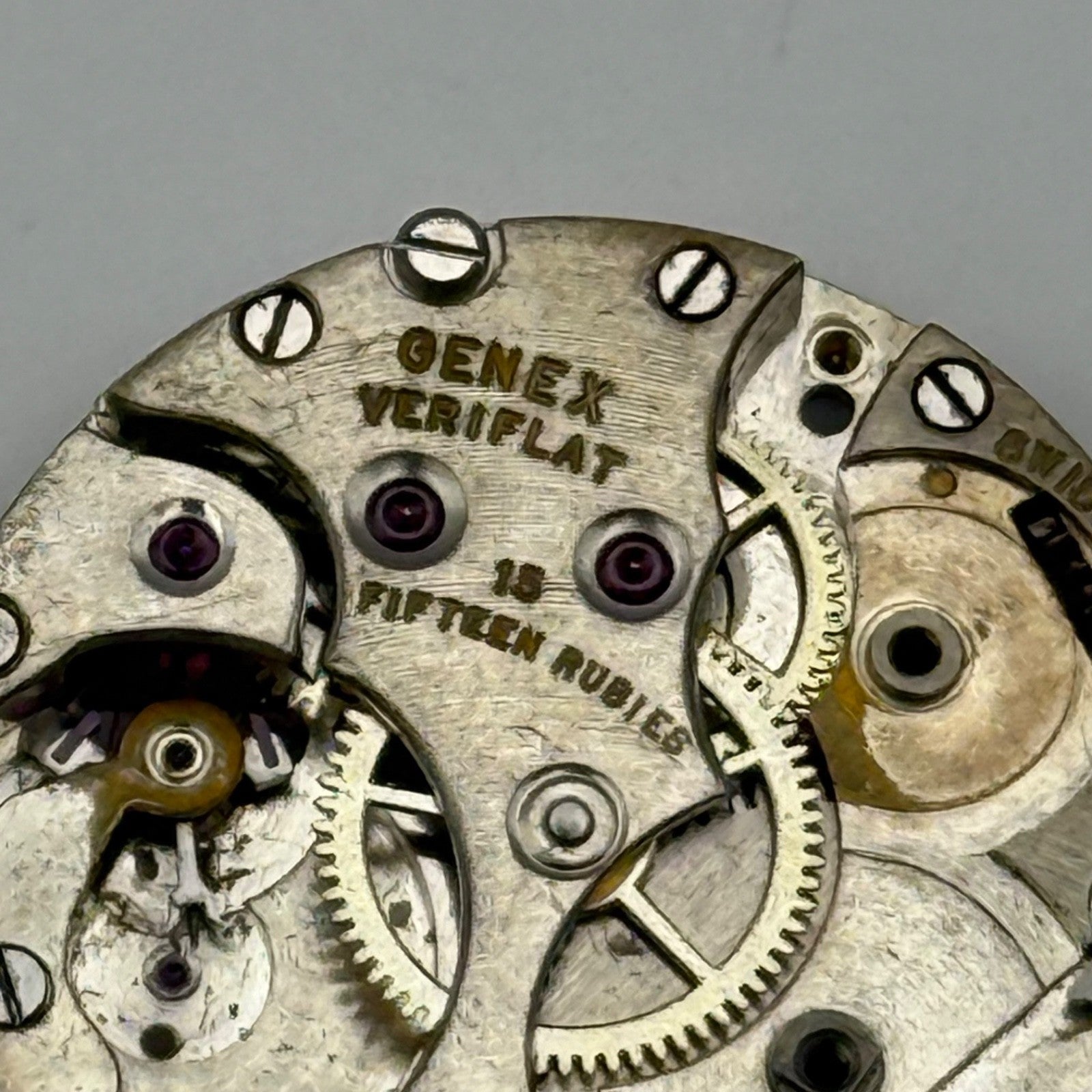 Rolex Genex Veriflat 15 Rubies Watch Movement Vintage Incomplete Parts 23.6mm