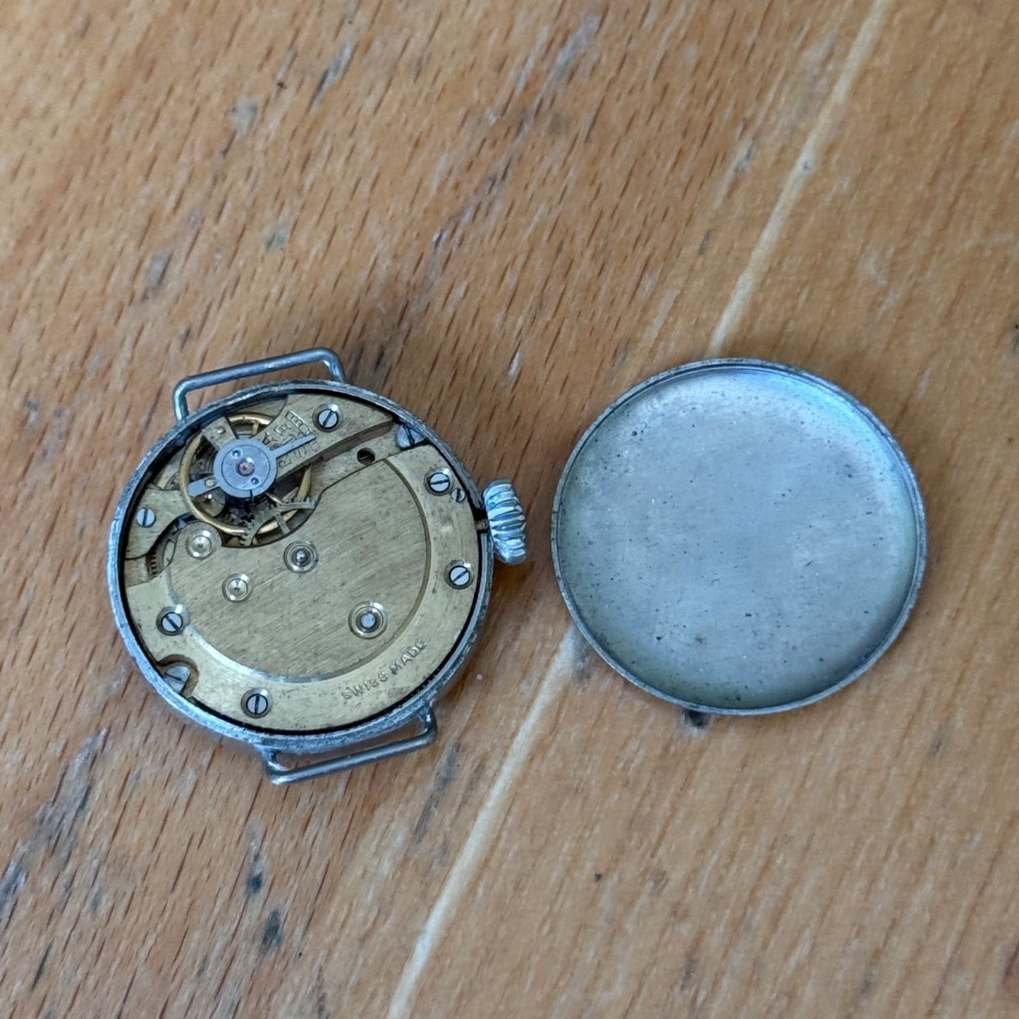 26mm Vintage Interesting Swiss Made Bullseye Manual Wind Watch PARTS / REPAIR