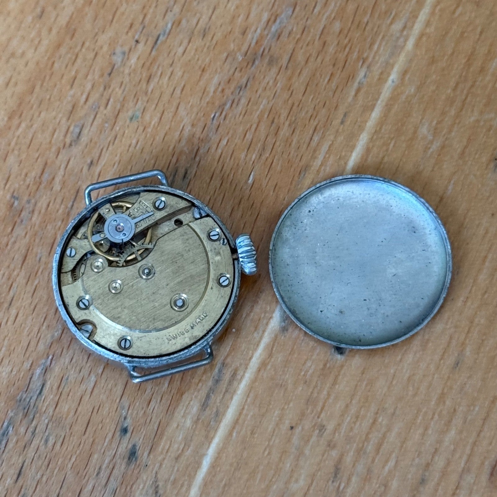 26mm Vintage Interesting Swiss Made Bullseye Manual Wind Watch PARTS / REPAIR