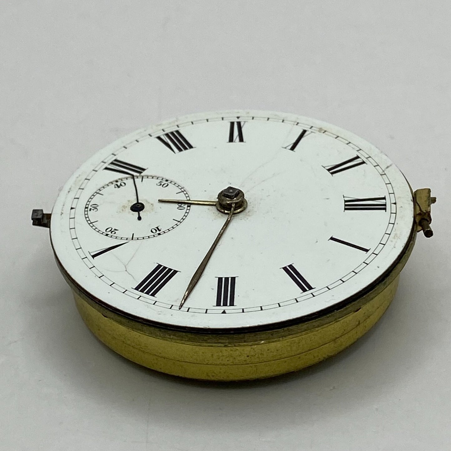 44.6mm Antique Key Wound Reversing Pinion Pocket Watch Movement PARTS REPAIR
