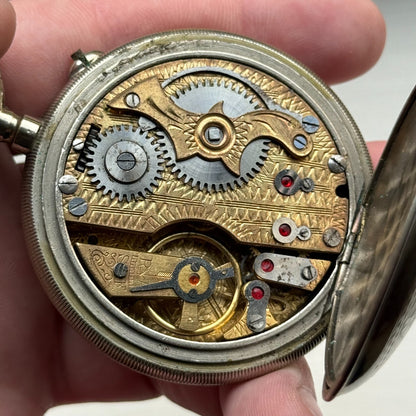 Oris Ottoman Pocket Watch Antique Pin Set Full Hunter To Repair Rare 54mm