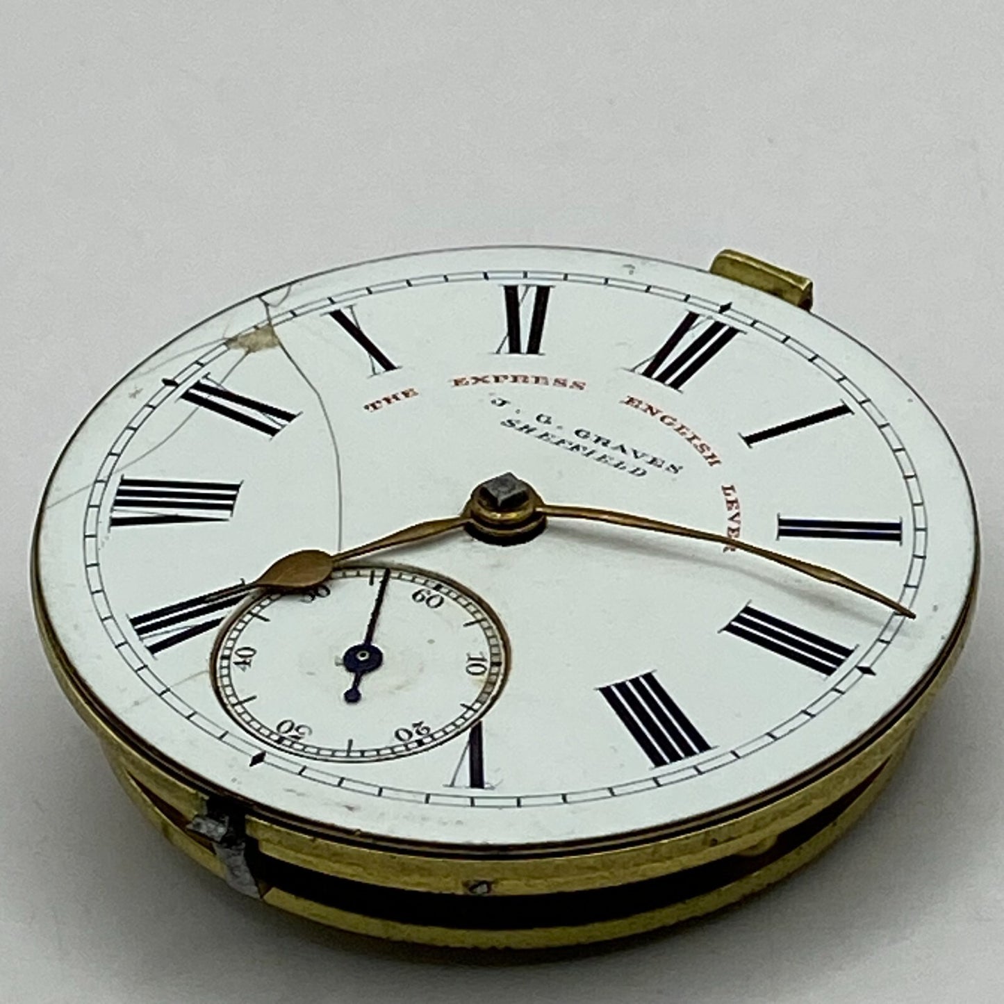 44.9mm Antique J G Graves The English Express Lever Pocket Watch Movement PARTS