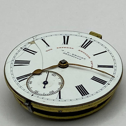 44.9mm Antique J G Graves The English Express Lever Pocket Watch Movement PARTS