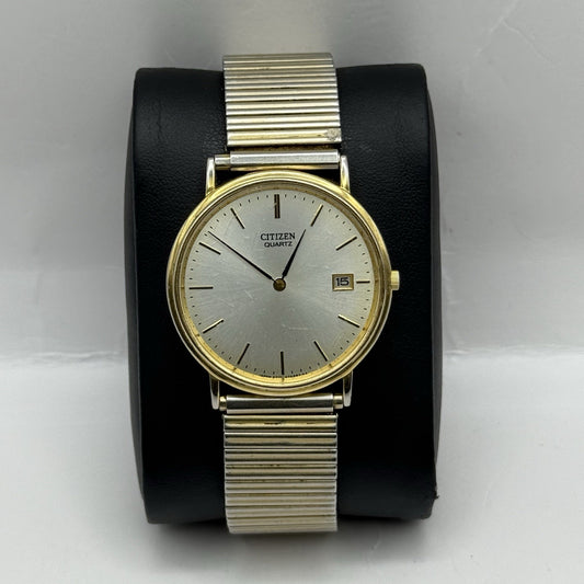33mm Working Vintage Unisex Citizen Gold Plate Date Dial Expandable Quartz Watch