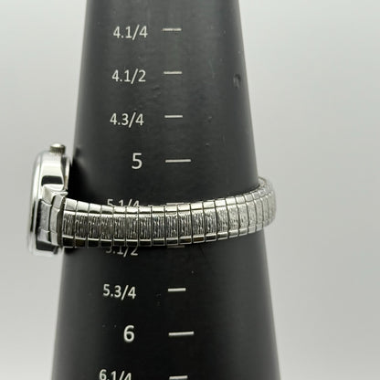 Lorus Ladies Quartz Watch White Dial Silver Tone Stretch Band Japan Working 23mm