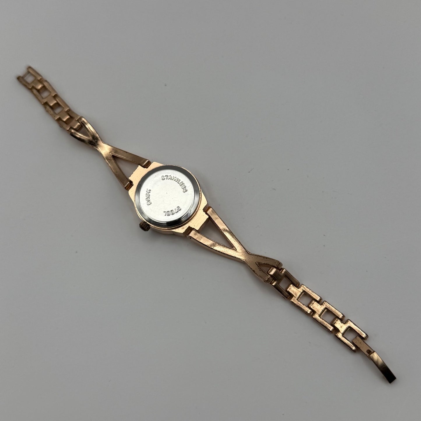 JW Ladies Quartz Watch Rose Gold Crystal Accents Working 21mm 5.25 Inches