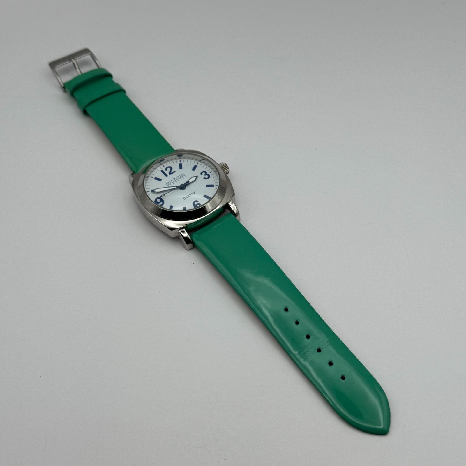 Joan Rivers Classics Mens Quartz Watch Green Leather Strap Japan Working 40mm