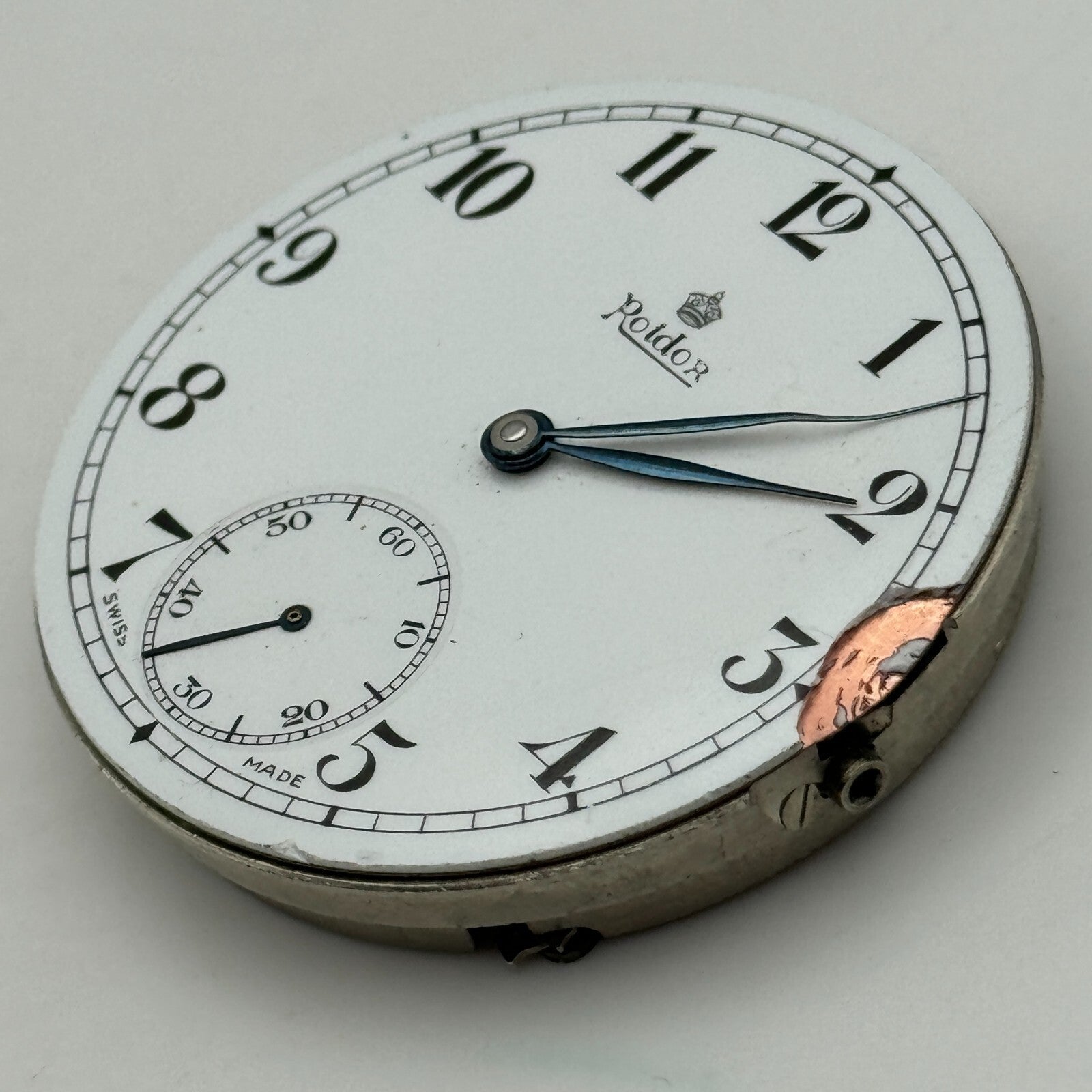 43mm Good Quality Roldor 17 Jewels Hunter Swiss Pocket Watch Movement FOR PARTS