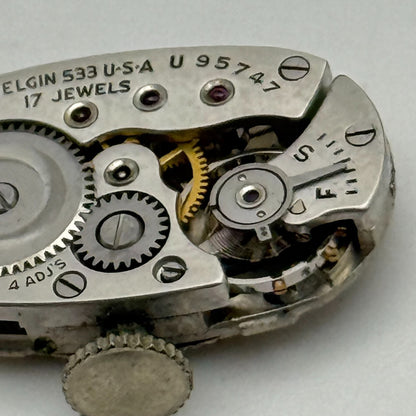 Elgin De Luxe Grade 533 Model 2 1947 Vintage Watch Movement 21/0s Parts Repair