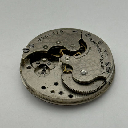 Antique 0S Elgin Grade 222 Model 1 American Pocket Watch Movement PARTS REPAIR