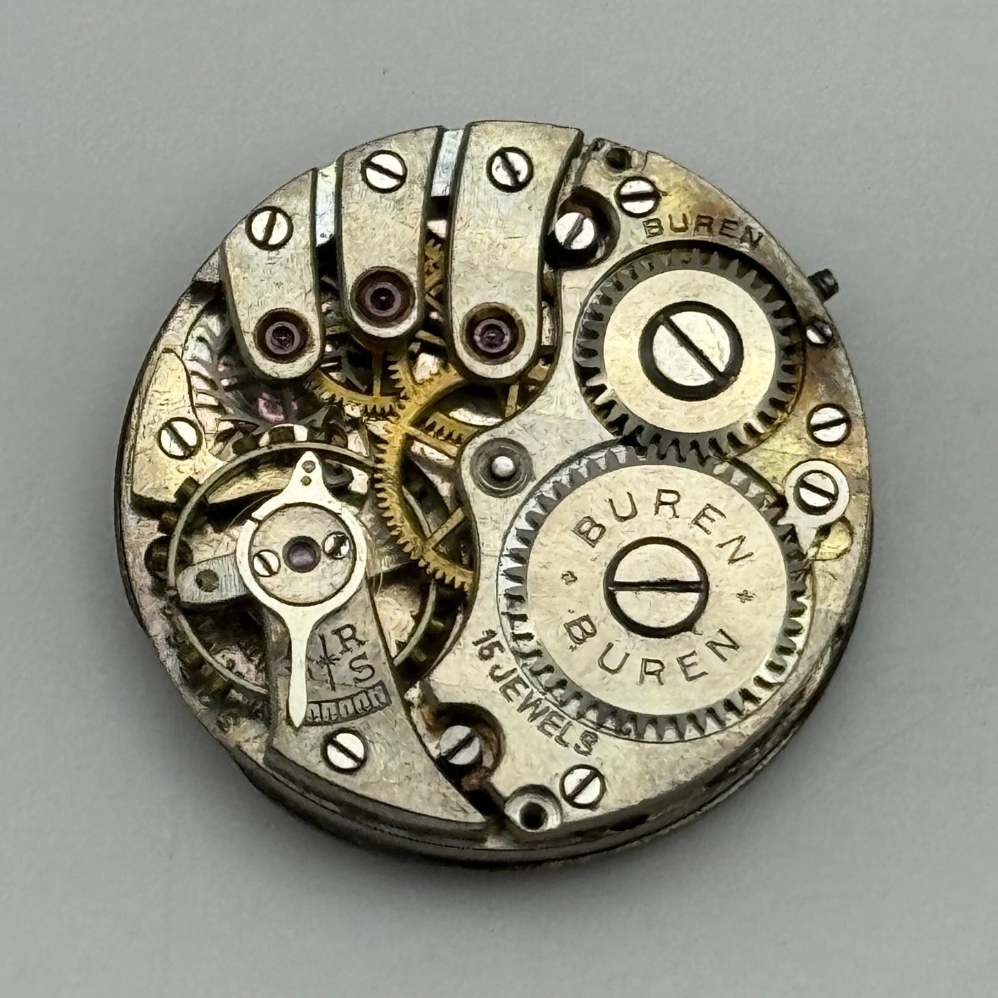 23.6mm Buren 15 Jewels Manual Wind Watch Movement Swiss Vintage PARTS SPARES