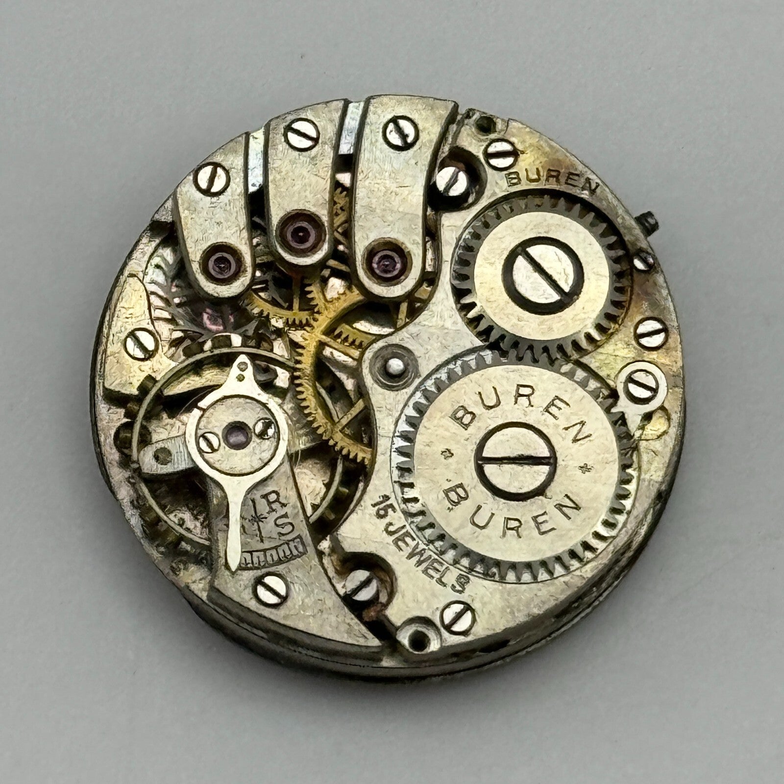 23.6mm Buren 15 Jewels Manual Wind Watch Movement Swiss Vintage PARTS SPARES