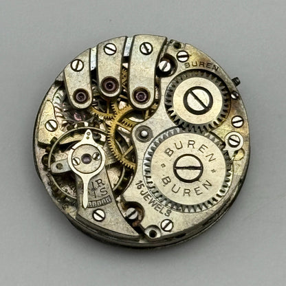 23.6mm Buren 15 Jewels Manual Wind Watch Movement Swiss Vintage PARTS SPARES