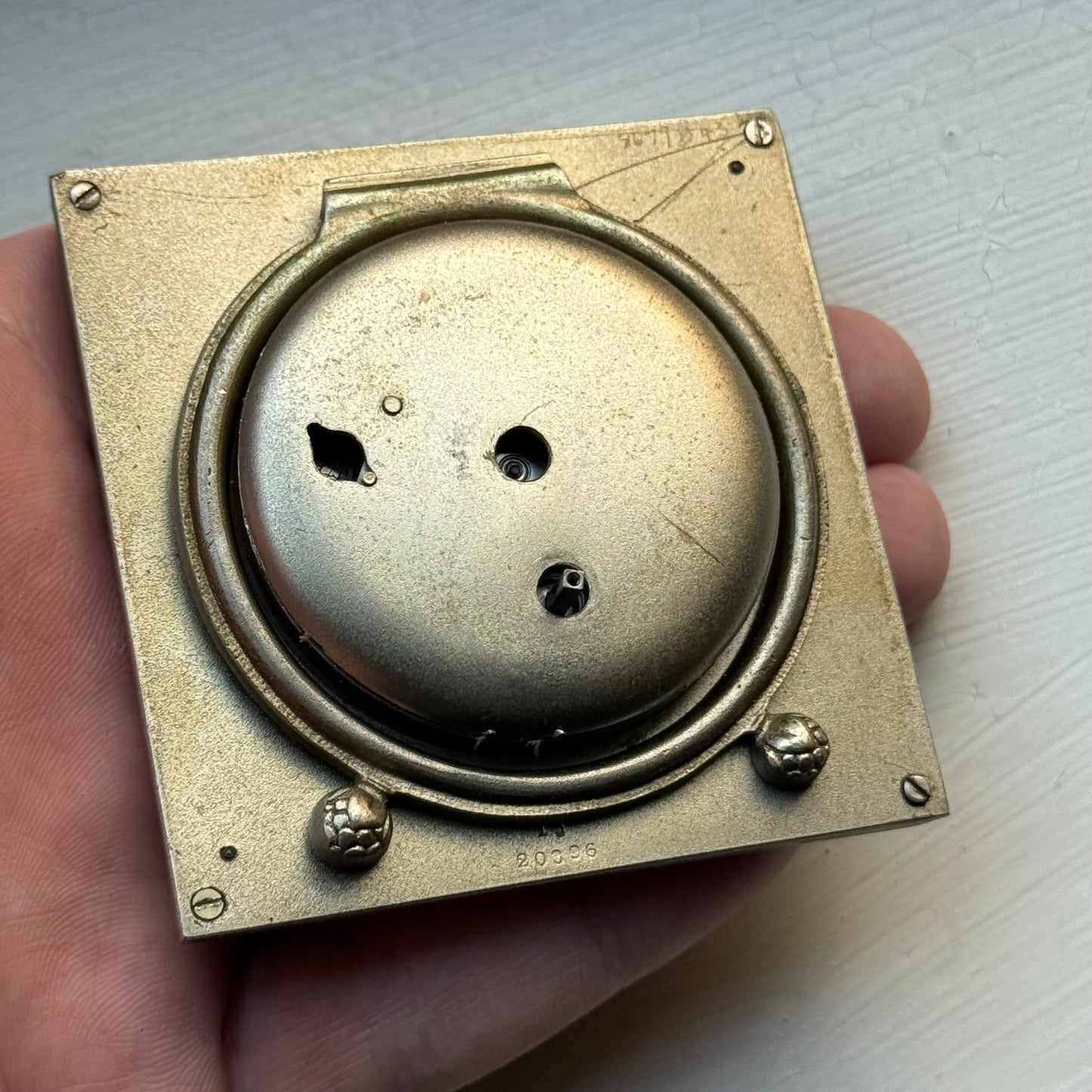 Vintage 8-Day Clock Square Unusual Metal Dore Fab Suisse 6 Jewels To Repair