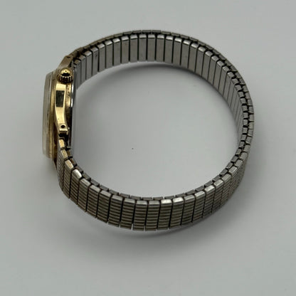 Sekonda USSR Vintage Quartz Watch Gold Tone Stretch Band Steel Working 22mm