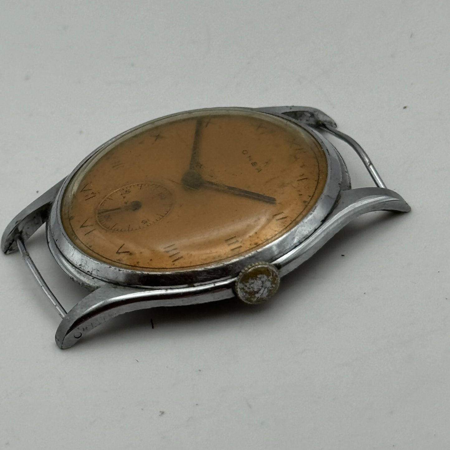 34mm Men’s Vintage Onsa Bund Strap Salmon Dial Manual Wind Watch TO RESTORE