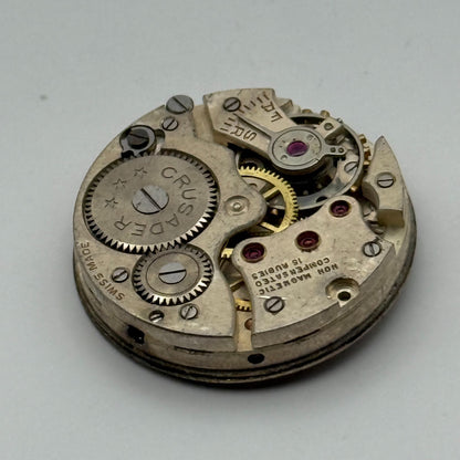Crusader Compensated 15 Rubies Watch Movement Manual Wind Vintage Parts 23.9mm